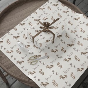 Equestrian Wrapping Paper Showjumping Horse Gift Wrap Sheet Rider Birthday or Horse Lover Packaging Rustic Equestrian Party Decor image 3