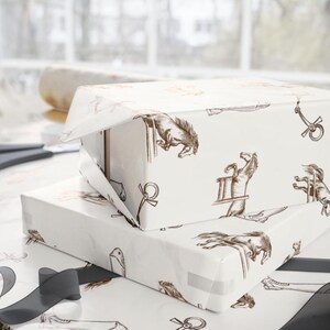 Equestrian Wrapping Paper Showjumping Horse Gift Wrap Sheet Rider Birthday or Horse Lover Packaging Rustic Equestrian Party Decor image 5