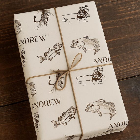 Outdoorsman Gift Personalized Gift Wrap for Fishermen Birthday or Retirement Gift Wrap