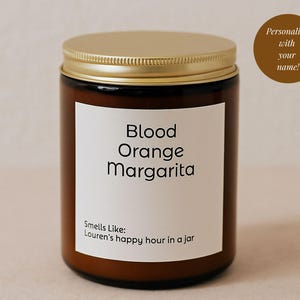 Personalized Candle Blood Orange Margarita Scented Soy Citrus Candle Home Decor Gift Cozy Summer Vibe Gift for Her Cocktail Inspired Aroma