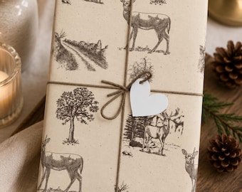 Stag Wrapping Paper Holiday Deer Gift Wrap Gift for Hunter Nature Gift Wrapping Paper Roll