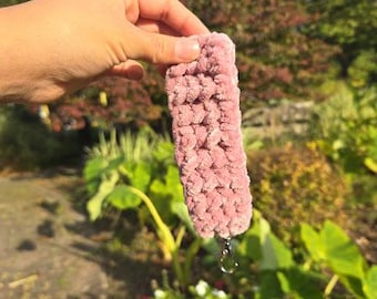 Handmade Crochet Wristlet Keychain, Cozy Plush Velvet Wrist Strap for Keys & Bags