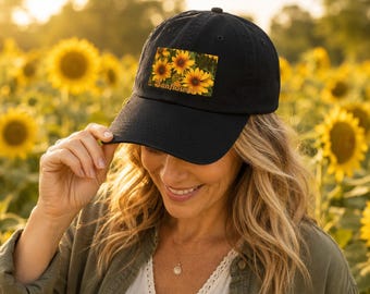 Sunflower Hat, Nature Lover Baseball Cap, Garden Hat, Hiking Hat, Botanical Cap, Floral Gift for Her, Outdoor Adventure Hat,camping hat