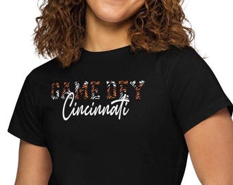 Cincinnati Bengals Women’s high-waisted t-shirt,gift for Cincinnati fan,unique girls bengal top,bengal leggings,custom bengal fan apparel,