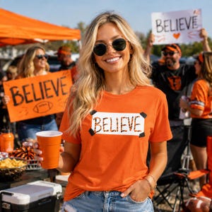 Believe Game Day Shirt, Cincinnati Football Fan Tee, Orange Black Cincy Shirt, Football Tailgate Tee, Cincinnati Fan Gift