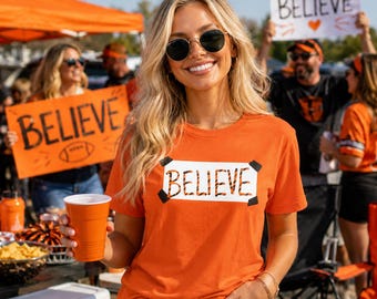 Believe Game Day Shirt, Cincinnati Football Fan Tee, Orange Black Cincy Shirt, Football Tailgate Tee, Cincinnati Fan Gift