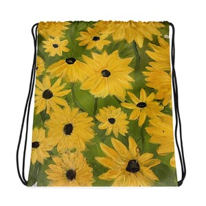 Kordelzug Kind Tasche personalisierte benutzerdefinierte Sommer Camp Club Kinder schwimmen Aktivität Tasche Bekleidung Fitnessstudio Reisekoffer gemalt Gänseblümchen Blume