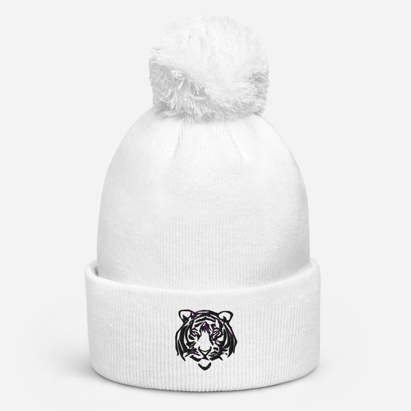 Cincinnati White Bengal embroidered tiger Pom pom beanie