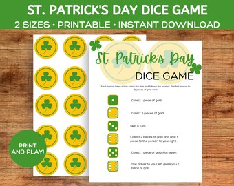 St. Patrick's Day Dice Game, Printable Gold Coin Game (Digital Download)