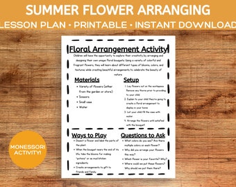 Summer Flower Arranging, Montessori Activity (Printable)