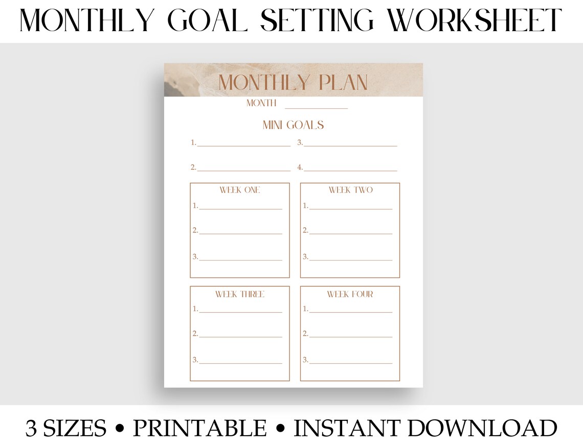 2023 Monthly Goal Setting Worksheet for 2023 Printable Planner - Etsy