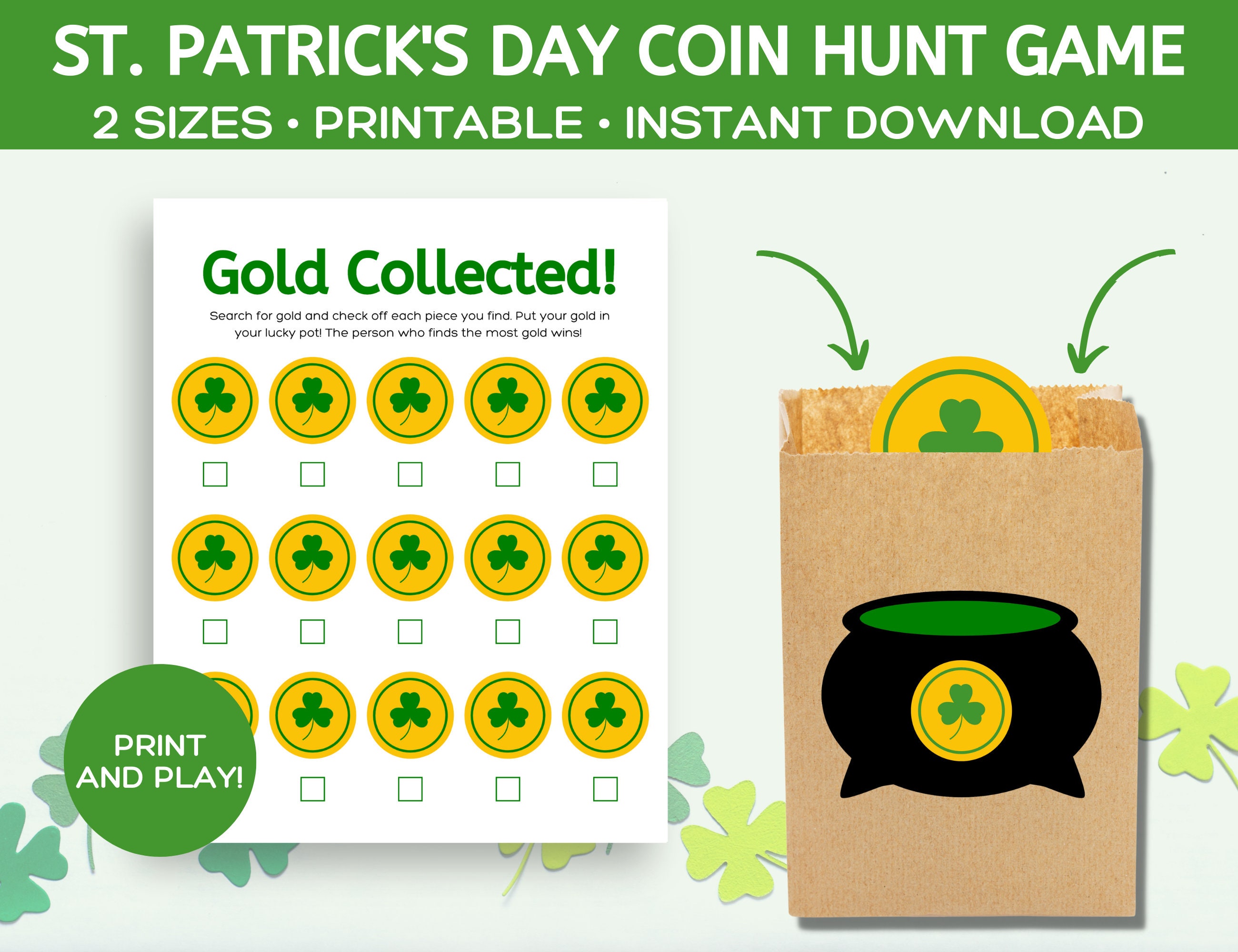 St. Patrick's Day Coin Hunt Game, Printable Scavenger Hunt