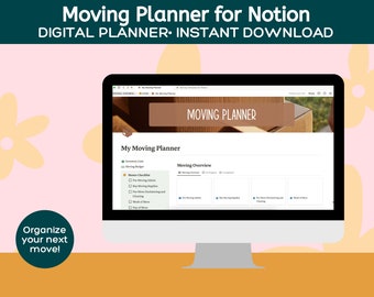 Notion Moving Planner Template, Digital Move Organizer (PDF)
