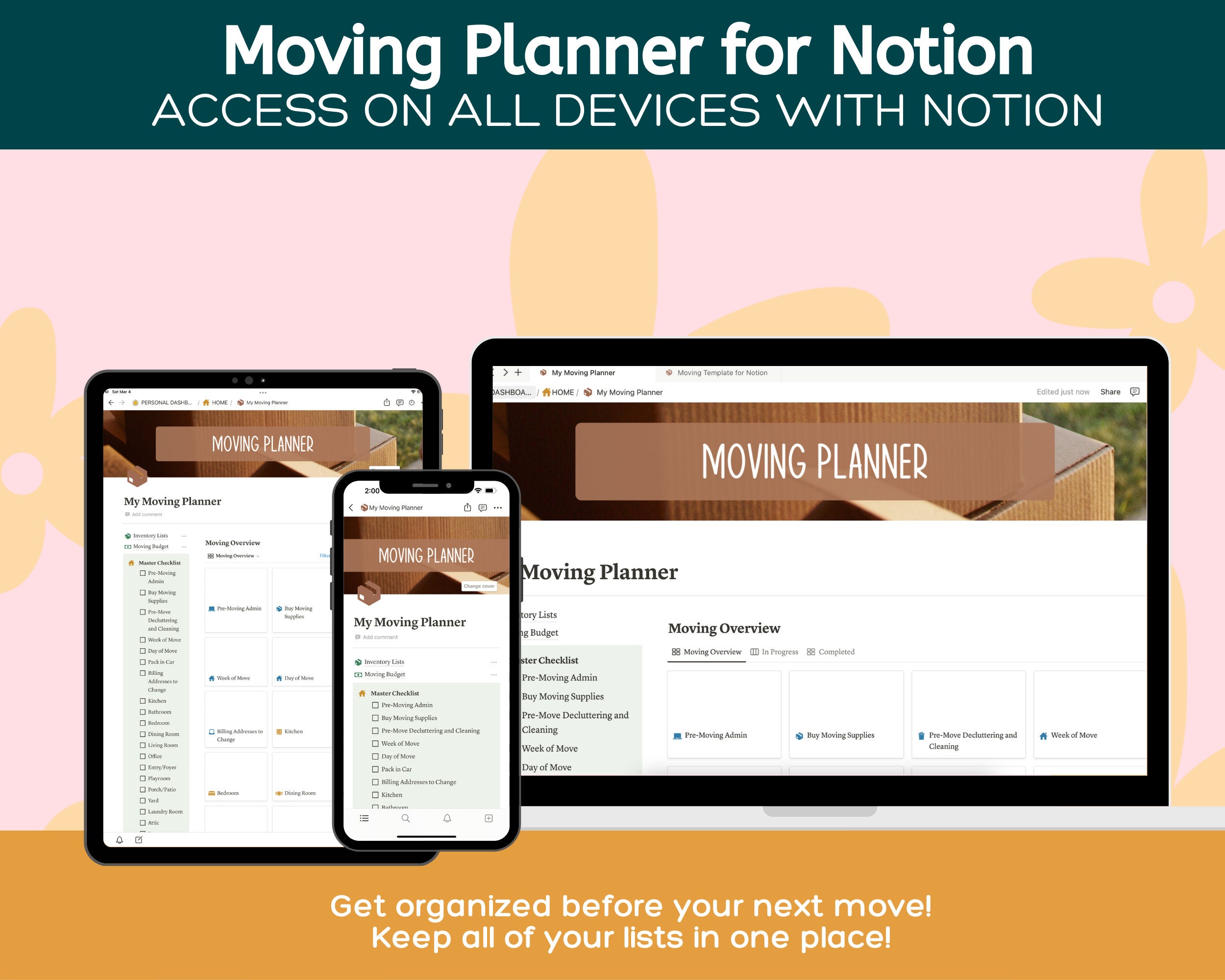 Moving Planner for Notion, Notion Moving Template, Notion Moving Out