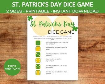 St. Patrick's Day Dice Game, Printable Party Center (Digital Download)