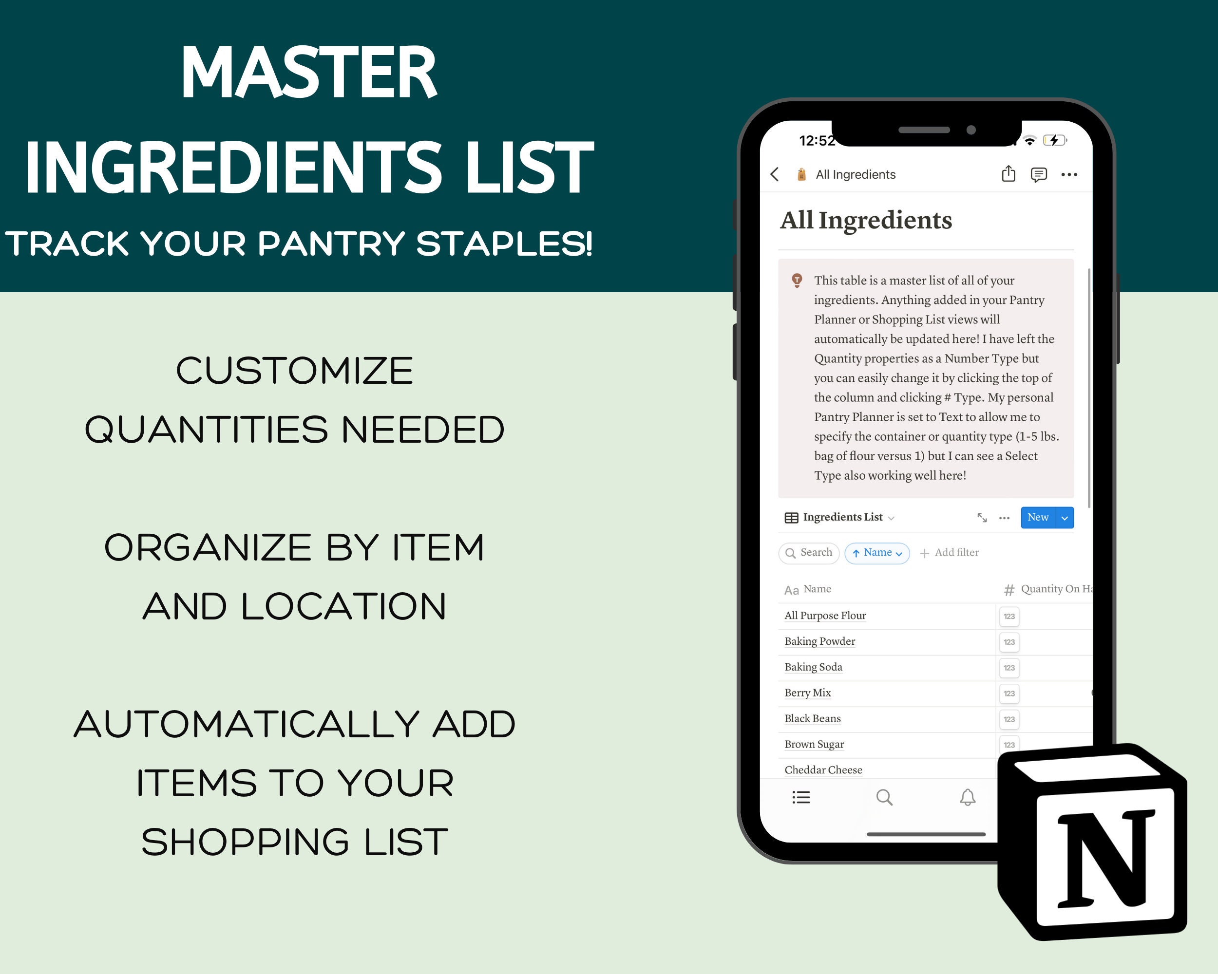 Notion Pantry Template, Pantry Inventory Notion, Notion Kitchen