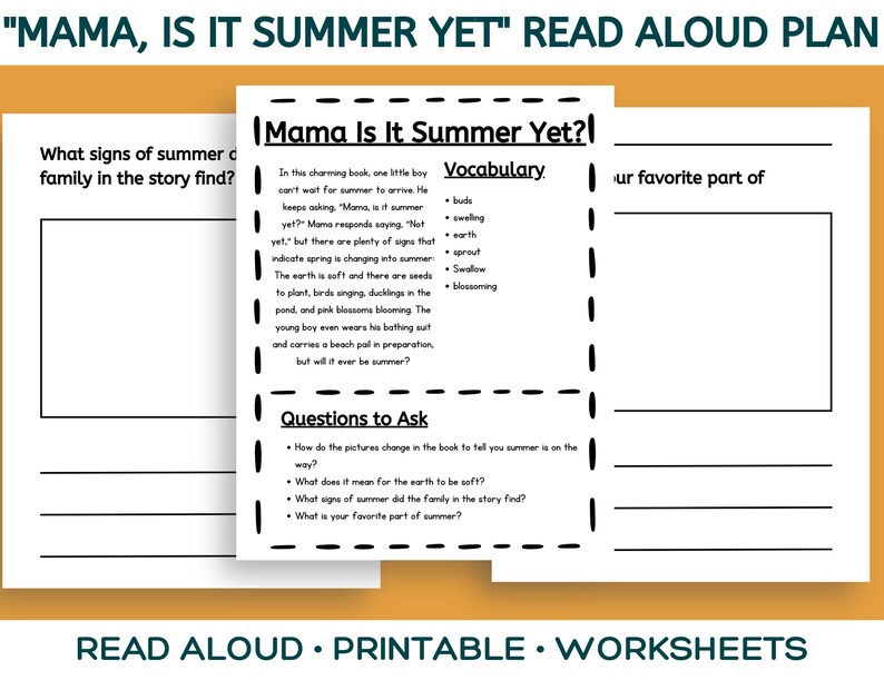 Mama is it summer yet read aloud lesson summer read aloud plan summer