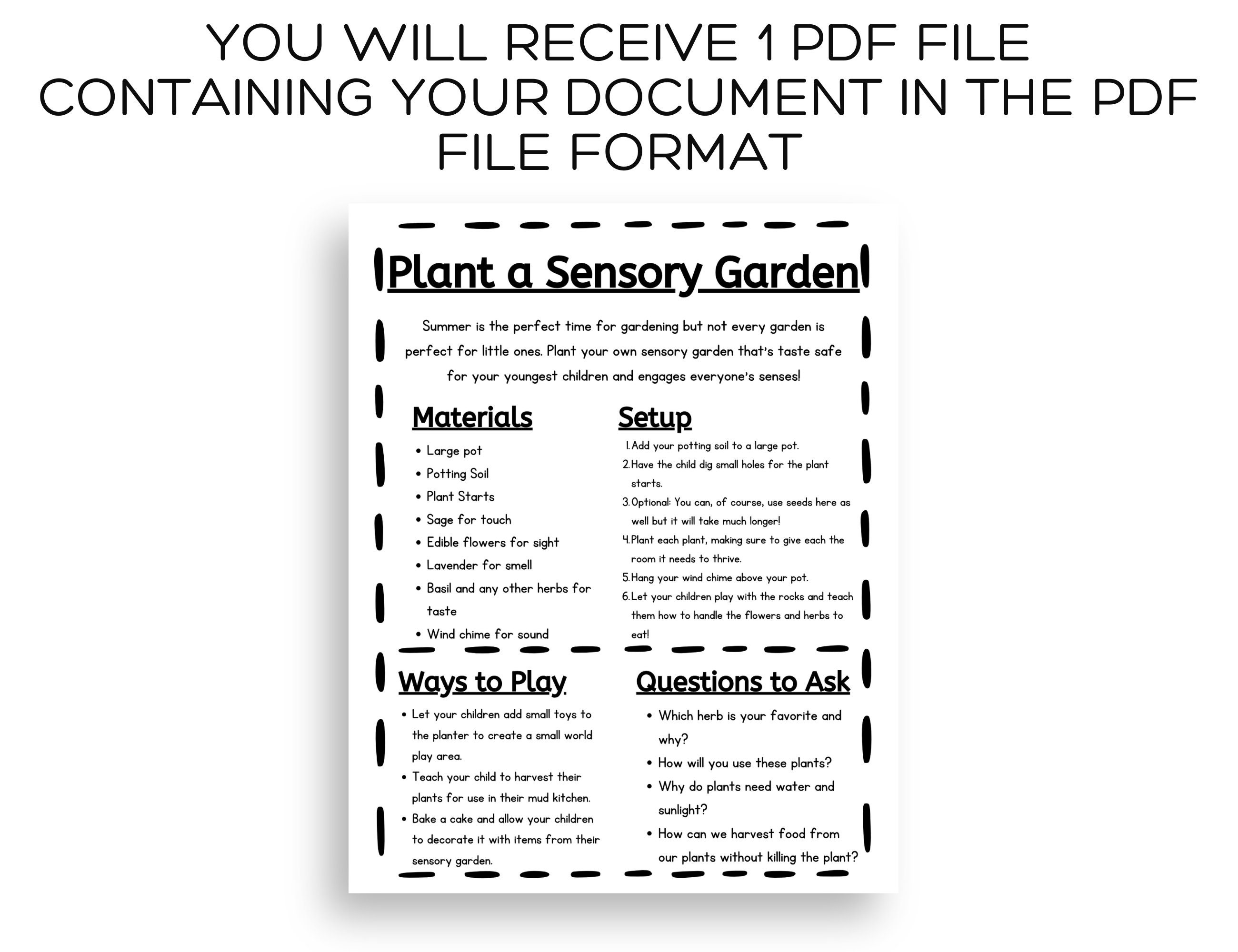 Sensory Garden Lesson Plan, Garden Planner Printable, Kids Gardening ...