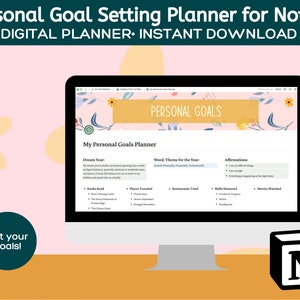 Personal Goal Setting Planner for Notion, Notion Goals Digital Planner, Notion Goal Tracker, Notion Setup, Notion Goal Planner, Dashboard