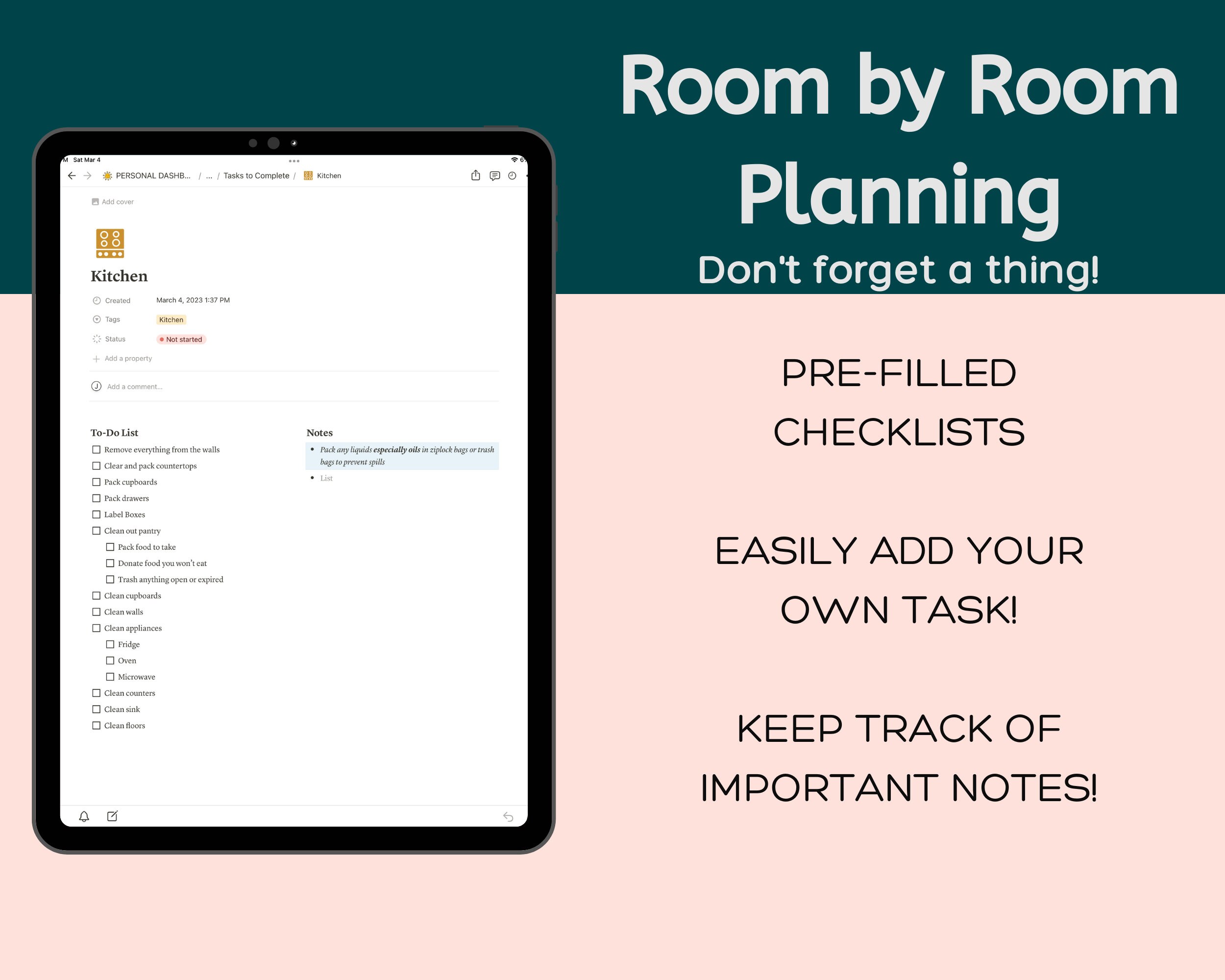 Moving Planner for Notion, Notion Moving Template, Notion Moving Out
