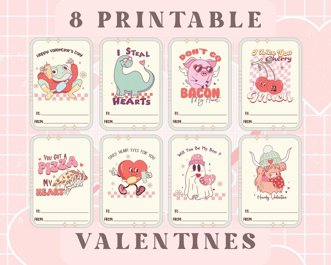 Printable Valentine Cards For Kids Instant Download Valentine s Day Cards Digital Valentine