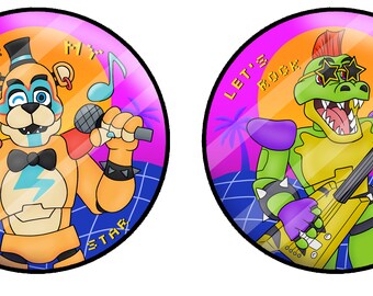 Glamrock Freddy & Montgomery Gator | FNAF Security Breach | 2.25 inch Pinback Buttons!