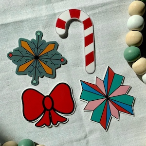Christmas Sticker Set - Holiday Vinyl Decals with Snowflakes, Candy Cane, Bow, and Festive Star