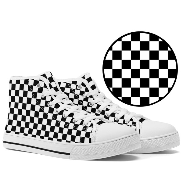 Racing Checkered Flag High Top Shoes N01 main image 0