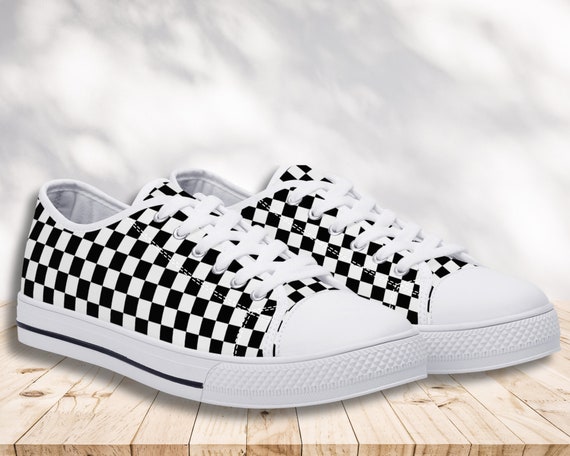 Sneakers Checkered Racing Flag Design Etsy