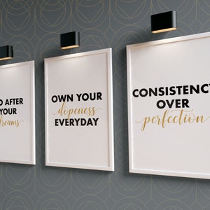 Inspirational Workplace Art, Motivational Office Wall Art, Modern Home Office Decor, Office Wall Art Set, Success Printable Quotes