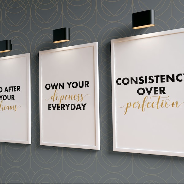 Inspirational Workplace Art, Motivational Office Wall Art, Modern Home Office Decor, Office Wall Art Set, Success Printable Quotes