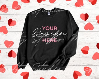 Valentines Day Mockup, Gildan 18000 Sweatshirts, Black Sweatshirt Single Mockup, Sweatshirt Mockup, JPG Download
