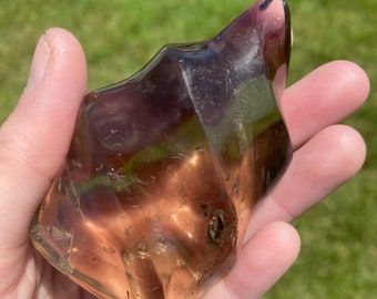 Natural Smokey Quartz Crystal Flame Carving (5.6oz)