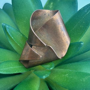 Vintage Brutalist Copper Brooch Pin Artist Made Small Size Not Signed Folded Design