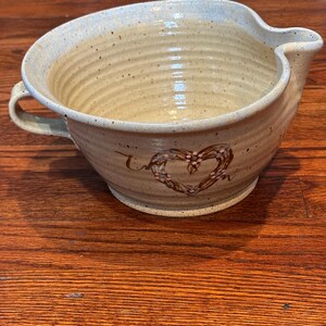 Vintage Three Rivers Pottery Large Handled Country Heart Ceramic Mixing ...