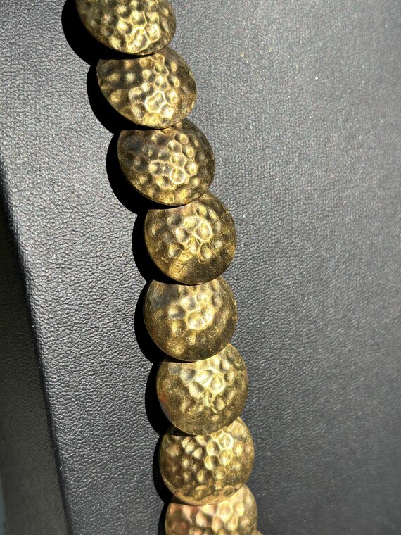1980s Hammered Brass Disk Statement Necklace - image 5