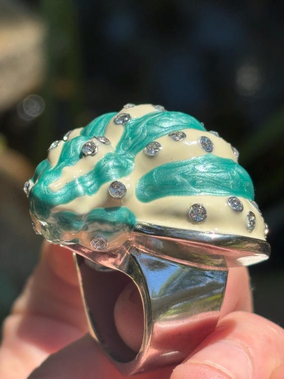 1990s Mermaid Princess Shell Statement Ring Size … - image 6