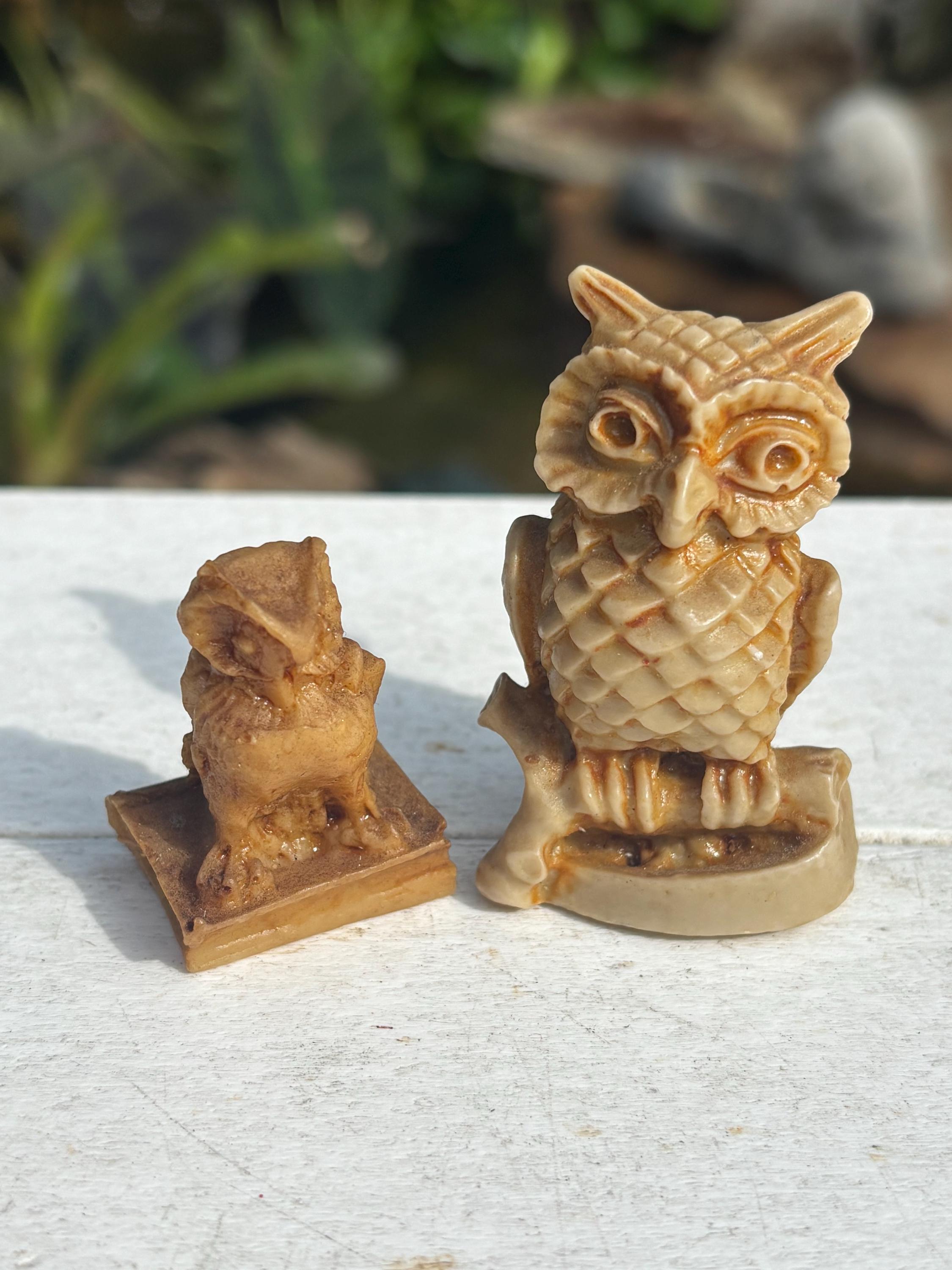 Vintage Resin Owl Figurine Set from Mexico