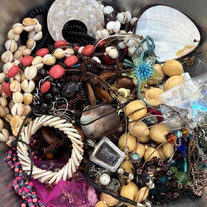 Mermaid, Tiki and Ocean Themed Wearable Jewelry Mix Bag Over 3lbs Vintage Jewelry.