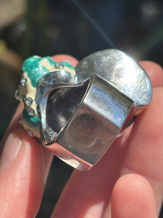 1990s Mermaid Princess Shell Statement Ring Size … - image 5