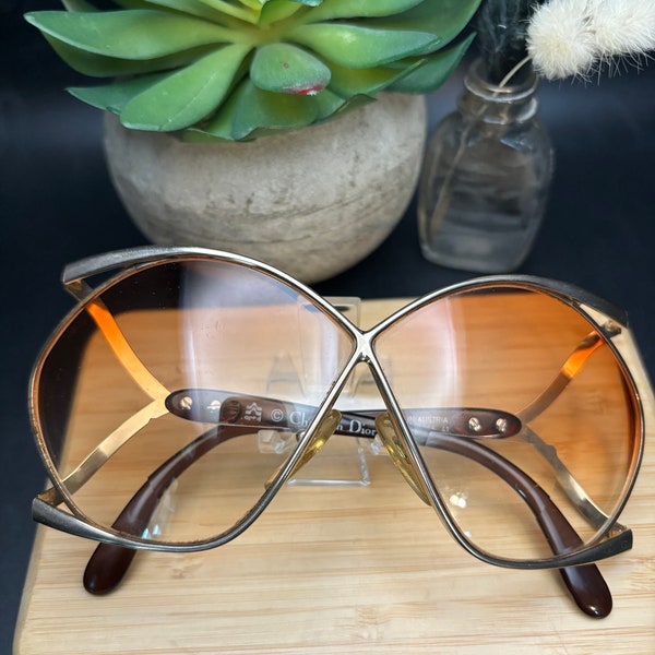 Christian Dior 1970s Butterfly Bi Focal Sunglasses no 2056. Vintage Christian Dior Bi Focal Sunglasses Marked no 2056 Austria Brown Lenses