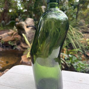 1970s Crooked Green De Kuyper Jonge Jenever Bottle from Holland, Rare Collectible Bottle, No Labels