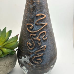 Vintage Modernist Style Vase Hand Thrown and Hand Painted Stamped on Bottom Unique Pottery