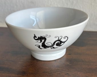 Black Dragon Porcelain Rice Bowl by BIA Corndon Bleu