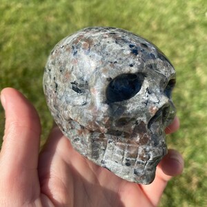 Yooperlite Crystal Skull Carving. 3in Natural Yooperlite UV Reactive Crystal Skull Carving 340g