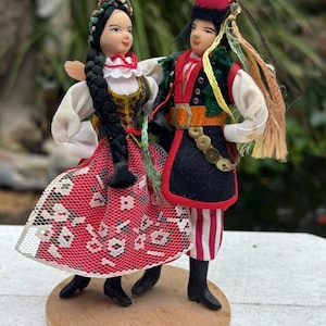 Vintage Polish Traditional Folk Art Hand Made Dolls Made by Spoldzielnia Pracy
