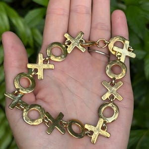 Vintage 10k Gold Plated XO Link Large Size Bracelet or Anklet