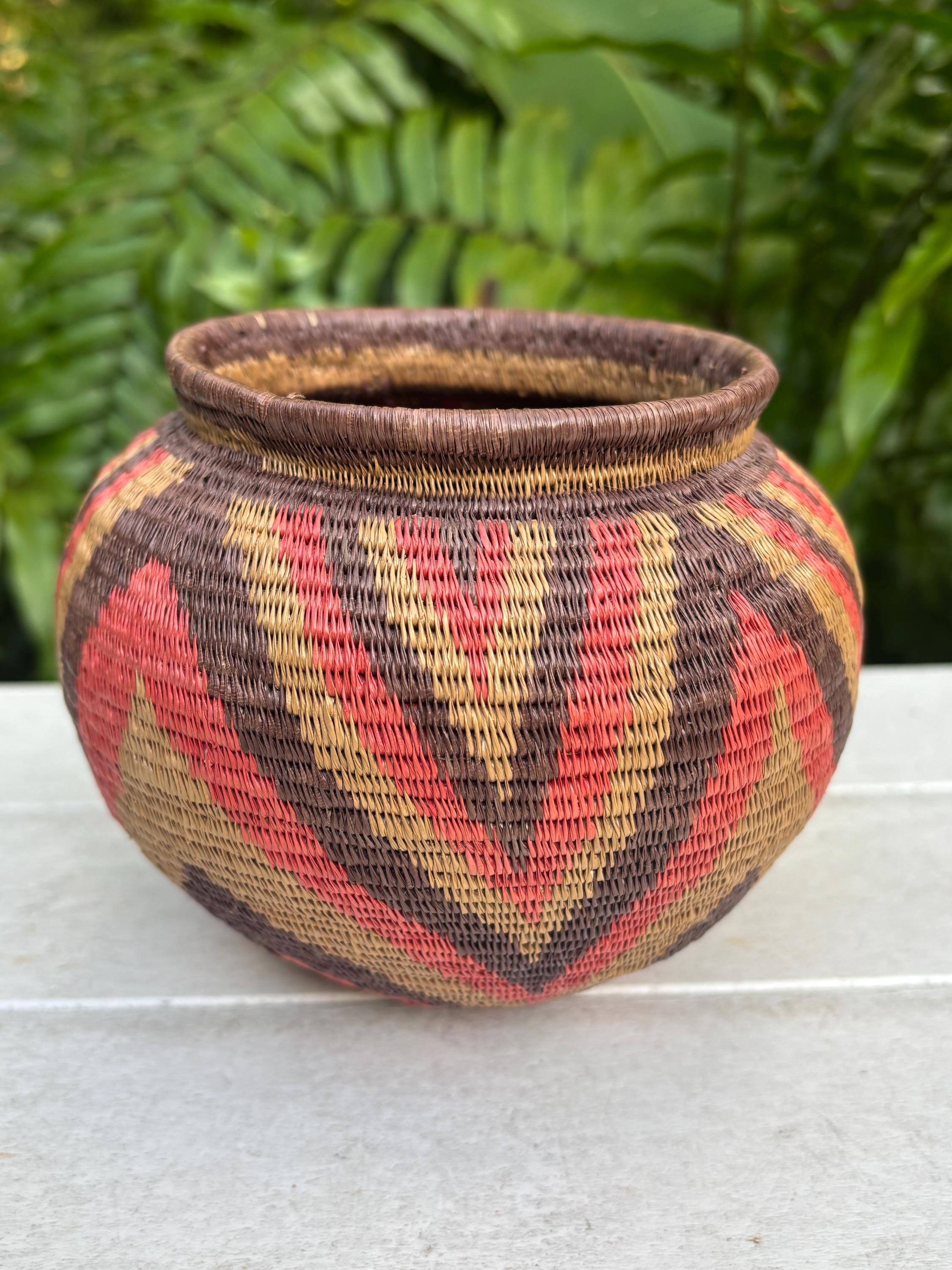 Panier Tissé Main Wounaan De Cristina Negria Teucama – Perroquets Aras Colorés – Collector