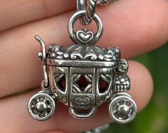 Vintage Brighton Princess Carriage Charm Bracelet: Beaded Silver Toned Jewelry