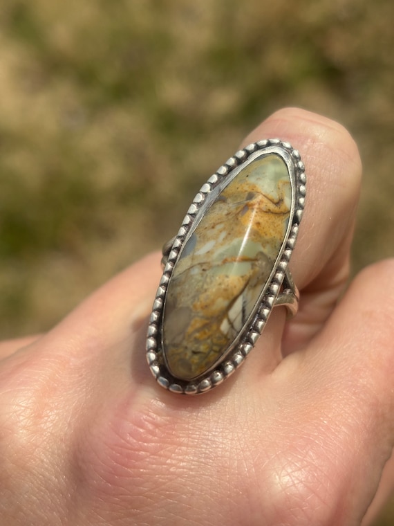 Silver and Crazy Lace Agate Vintage Ring. Vintage 
